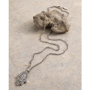 Ожерелье - Silver hamsa long Ожерелья