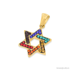 Позолоченная "Звезда Давида" с разноцветными цирконами Украшения Звезда Давида - в золоте и серебре
