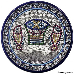 Тарелка "рыбы" мозаика Восточная медная посуда и тарелки из Израиля