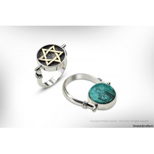 Кольцо Звезда Давида с эйлатским камнем Украшения Звезда Давида - в золоте и серебре